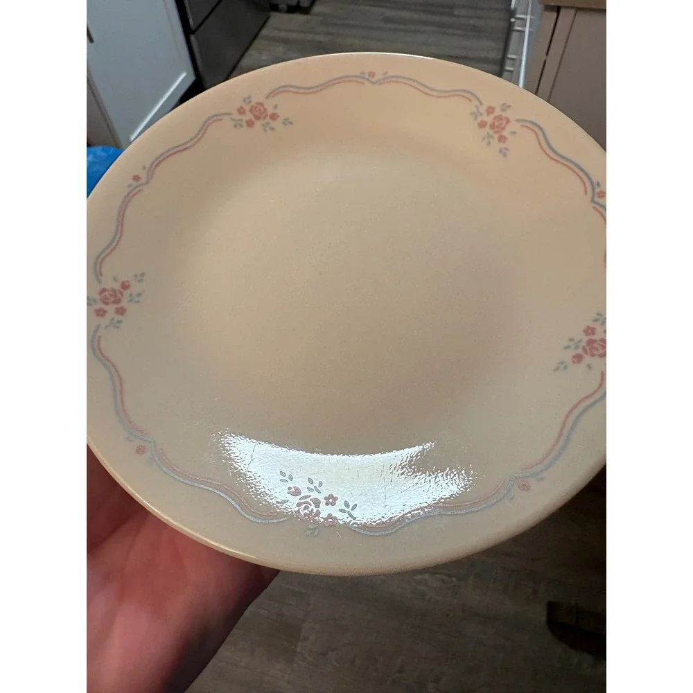 Corelle English Breakfast Bread & Butter Plates Set of 6 Pink Floral 6.75in